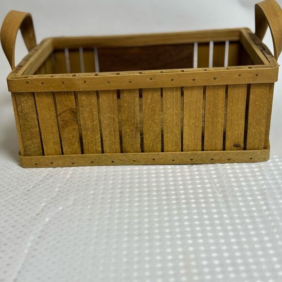 Rustic Wooden Basket with Apple Design - Picture 5 of 8